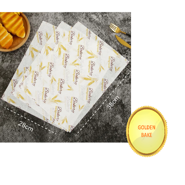 GBake 25 ชิ้น Wax Paper 28x38 ซม. / BAKERY Motif Oil Paper / Bread Paper กระดาษห่อเบอร์เกอร์ / กล่อง