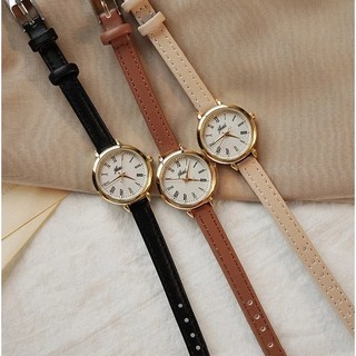 Jam Tangan Wanita Bulat Quartz Watch Jam Tangan Kecil Mini Slim Watch Jam Tangan Fashion Jam Tangan Kulit