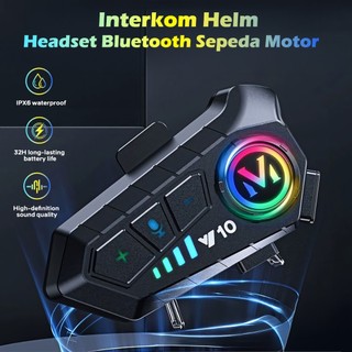 Intercom Y10 Headset Bluetooth 5.3 Dua Arah  Helm Sepeda Motor Bluetooth Hands Kit IPX6  Tahan Air