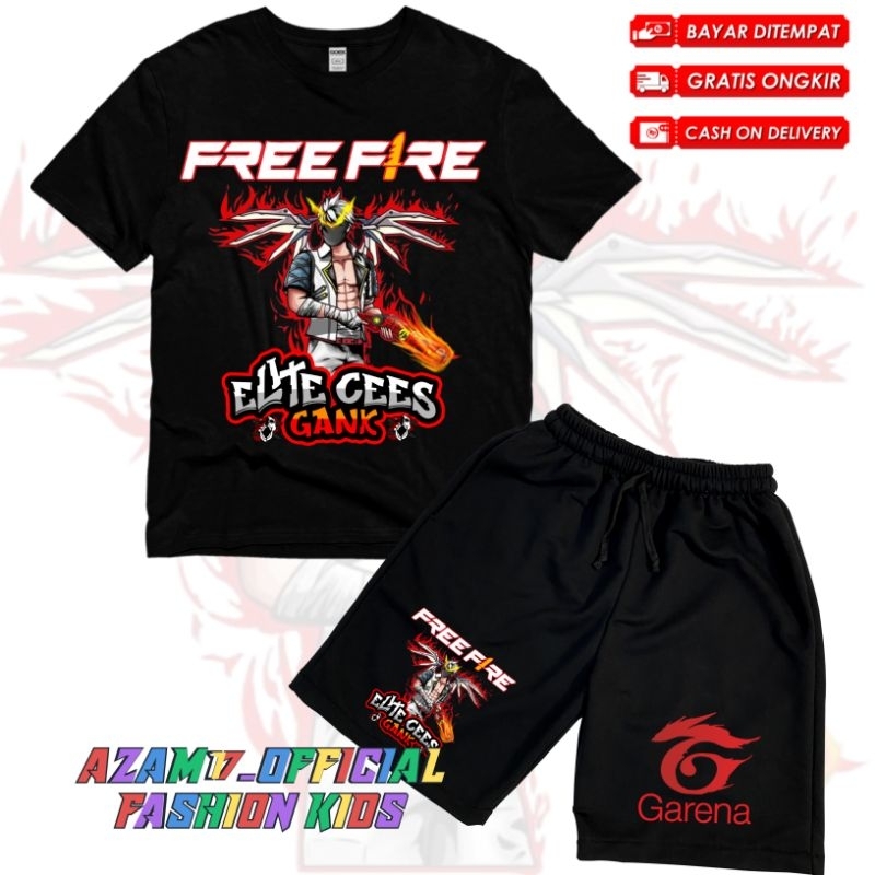 Free Fire Character FF กางเกงขาสั้นเด็กชุดเสื้อยืด SG OPM รุ่น One Puch Man ฟรีชื่อ / ฟรี Fire Elite Cees Gank เกมกระดานเด็ก