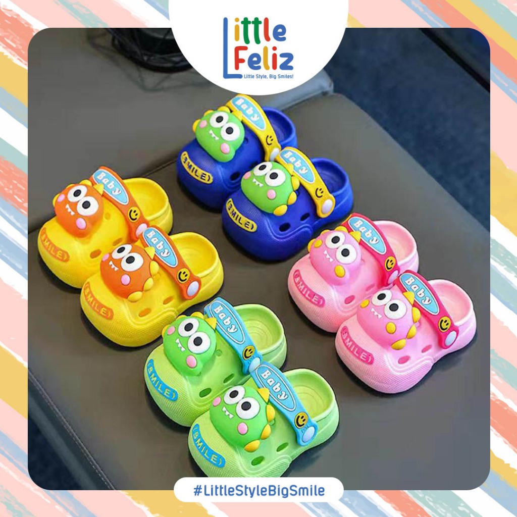Littlefeliz SA12 รองเท้าแตะเด็ก Unisex สําหรับเด็กชายและเด็กหญิง Dino วัสดุยางน้ําหนักเบา Anti-Slip 