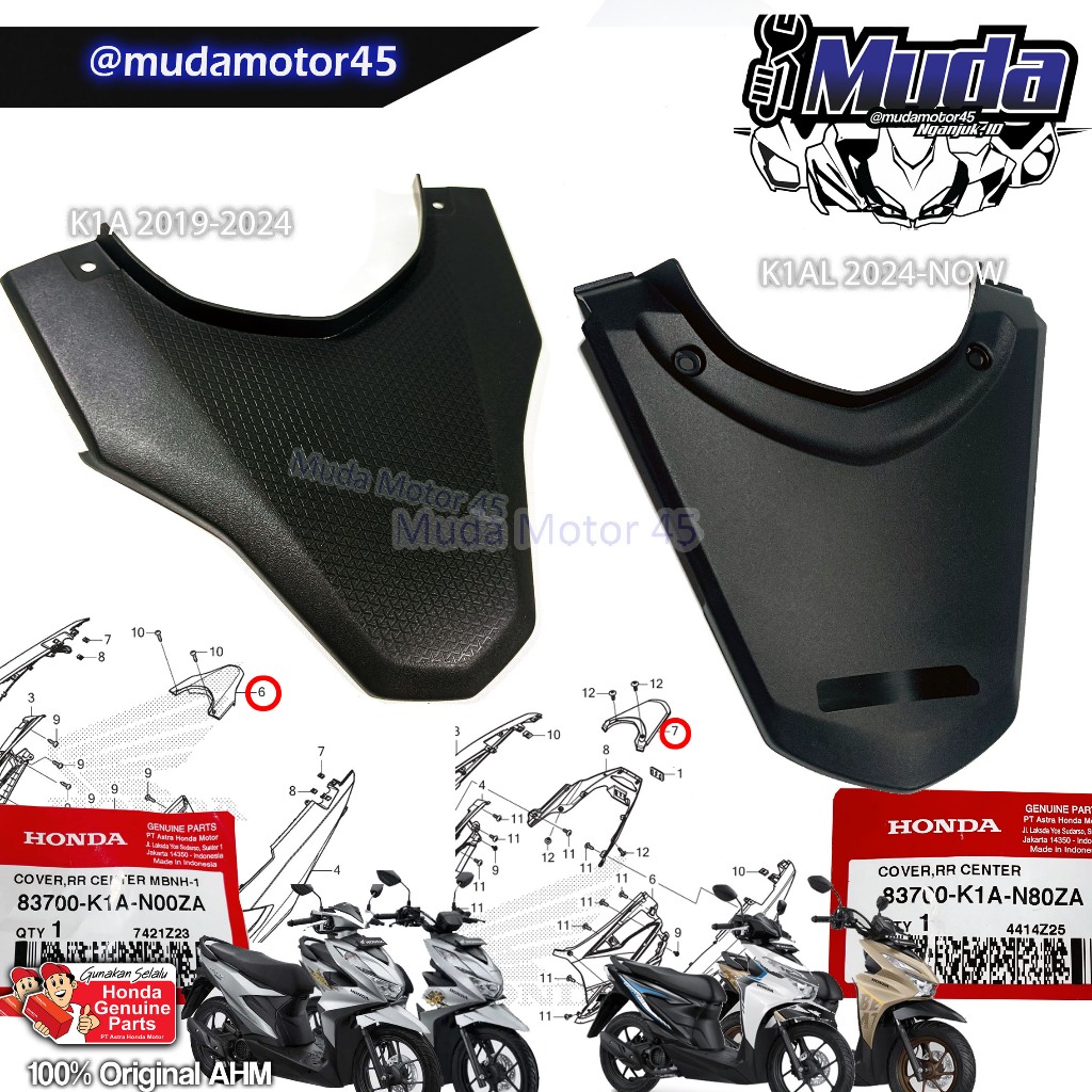 COVER DUC TAIL BEAT LED GEN 1 2 ESAF STREET DELUXE 2024 2020 2021 2022 2023 83700-K1A-N00ZA-83650-N8