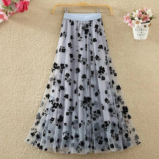 meissi.id  Rok Tulle Wanita Premium Ringan Elegan Motif Bunga Gaya Ballet Korea Model Terbaru