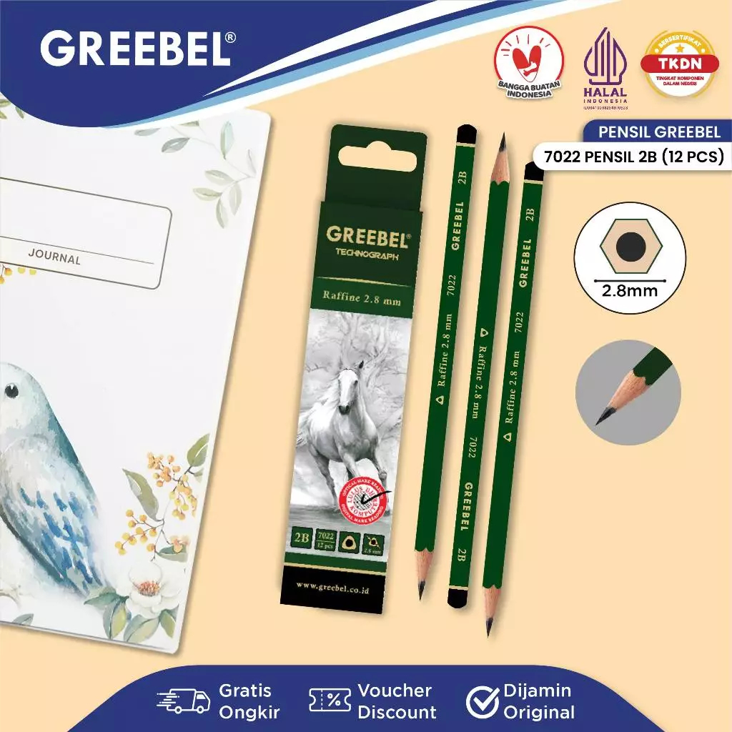 [ 1 DOZEN ] GREEBEL PENCIL 2B GRAPHIC / GREEBEL WOODEN PENCIL 2B
