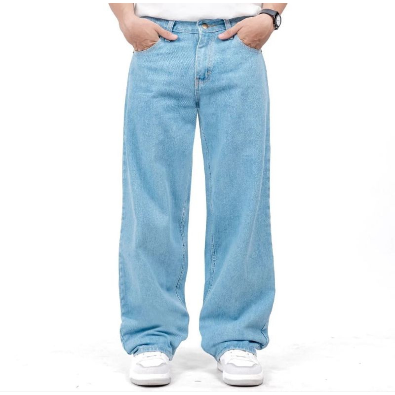 กางเกง Baggy ผู้ชายสไตล์เกาหลี Oversize Loose Regular Fit Baggy Jeans