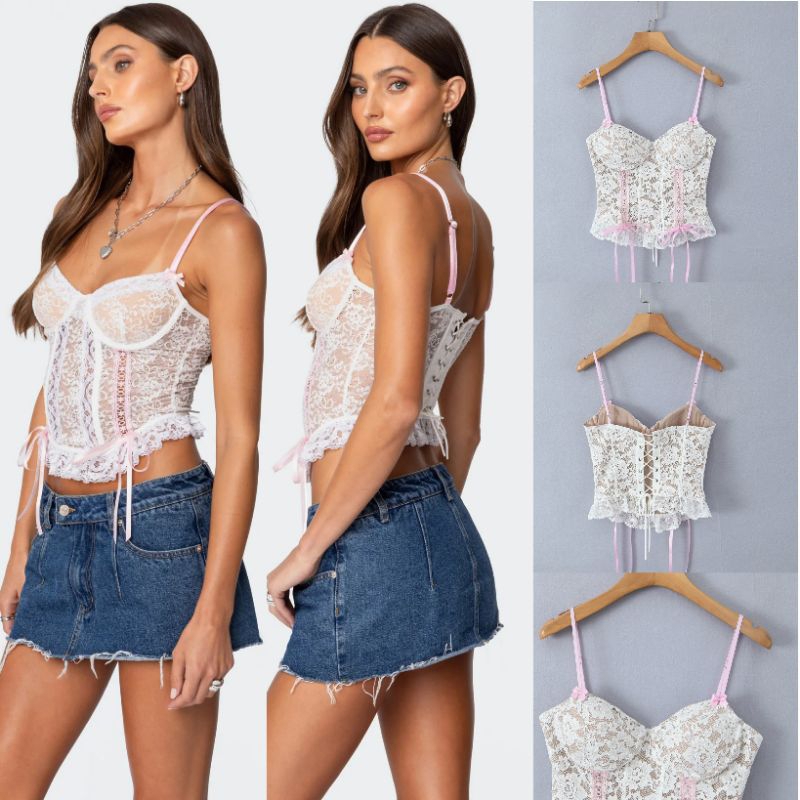 เสื้อครอปลูกไม้หวานสีขาว 76895 (ทซ)