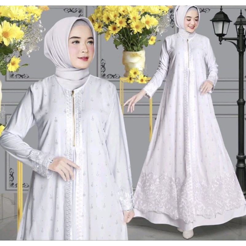 Gamis Abaya ตุรกีพรีเมี่ยม Hawa รหัส 6255 Busui Anggun Diamond Sprinkle ผสมเย็บปักถักร้อยที่สวยงาม