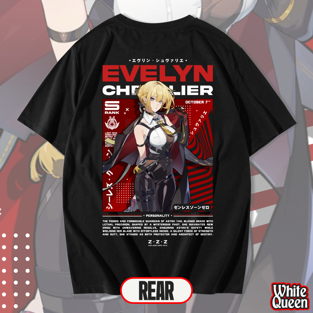 EVELYN CHEVALIER ZENLESS ZONE ZERO T-SHIRT - เสื้อยืด DISTRO MENS & WOMENS ANIME & GAME เสื้อยืด ZZZ
