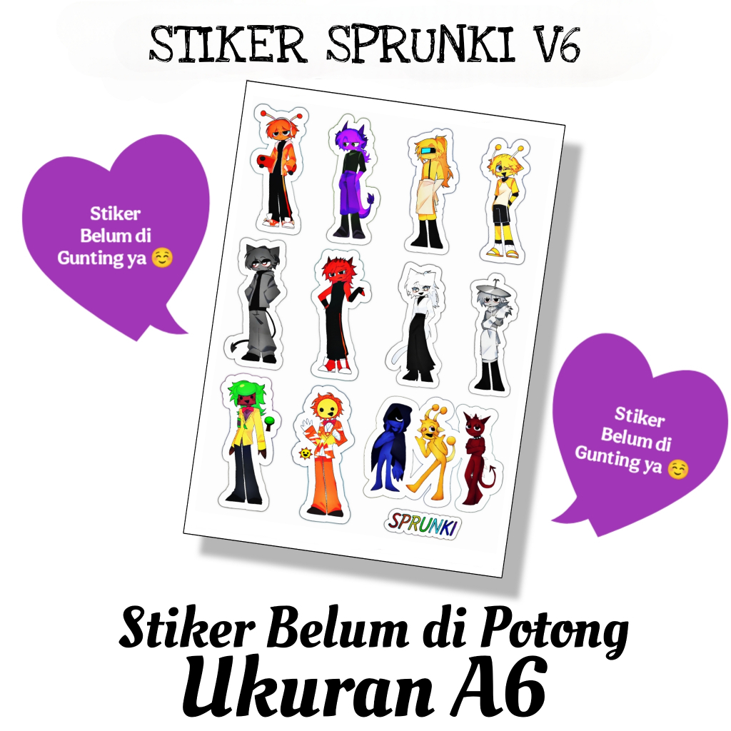SPRUNKI V6 สติ๊กเกอร์ / สติ๊กเกอร์ไวนิลขนาด A6 / สติ๊กเกอร์ / น่ารัก