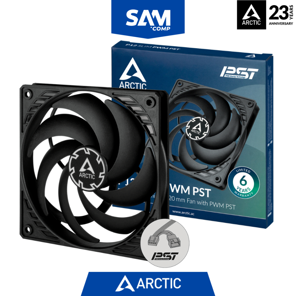 พัดลม ARCTIC P12 SLIM PWM PST - แพ็คเดี่ยว - บาง 120 มม. 12 ซม.