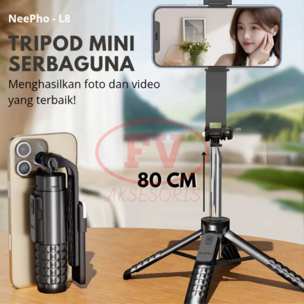 Neepho L8 A33 T08 T26 80 ซม.บลูทูธSelfie Stick Quadpodขาตั้งกล้องSuper Miniสําหรับสมาร์ทโฟนขยายGripร