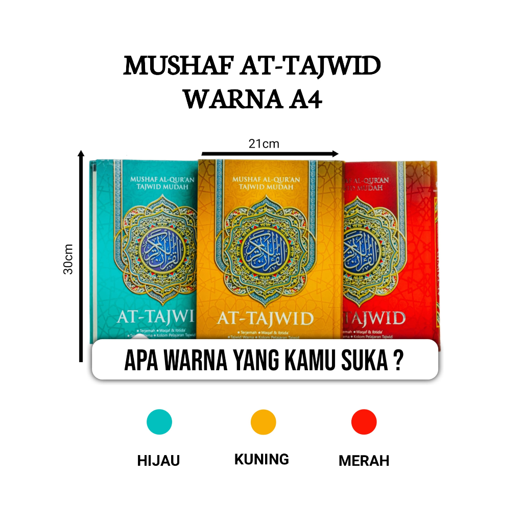 Mushaf Al-Quran At-tajwid Color A4 Jumbo Size