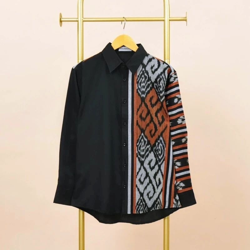 KEMEJA LATEST LONG-SLEEVED MENS WOVEN SHIRT - COMBINATION MENS WOVEN SHIRT - SLIM FIT LONG-SLEEVED W