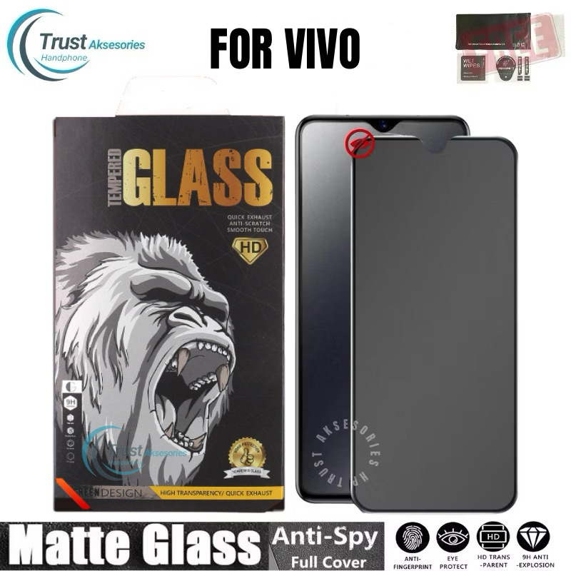 TEMPERED GLASS MATTE SPY VIVO Y400/Y04S/Y19s/Pro/GT 5G/Y03T/Y28/Y18/Y03/Y100/Y27S/Y17S/Y31/Y21/Y33/Y
