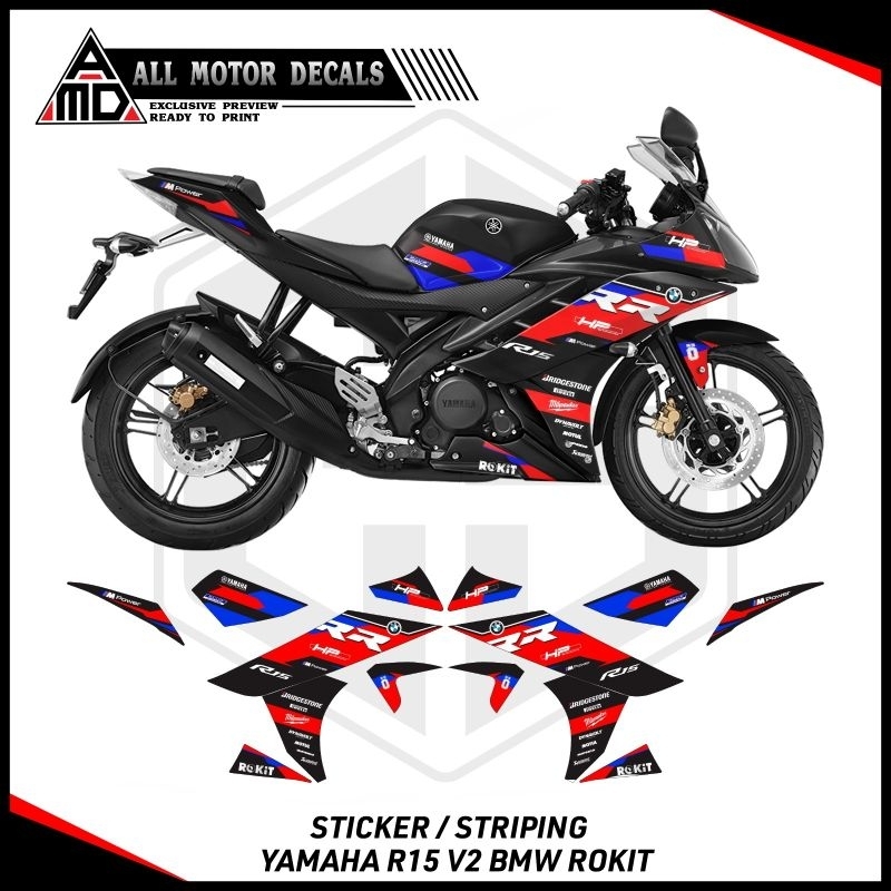 Yamaha R15 V2 Livery Bmw hp4 Striping/Yamaha Yzf R15 สติกเกอร์รุ่น 2/รูปลอกที่กําหนดเองสําหรับ R15 v