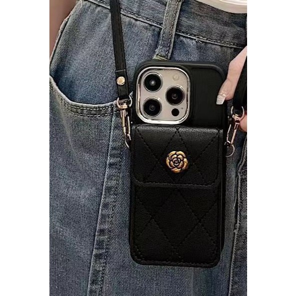 TDH84 EQ16 เคสซิลิโคนสําหรับ iPhone 6-15 Pro Max พร้อมกระเป๋าสตางค์สลิง