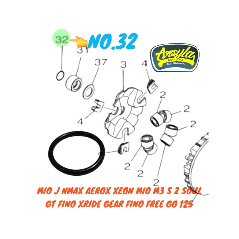 ยาง oring o แหวนคอ puly cvt ด้านหน้า mio j nmax aerox mio m3 s z foul gt fino xride เกียร์ฟรี go lex