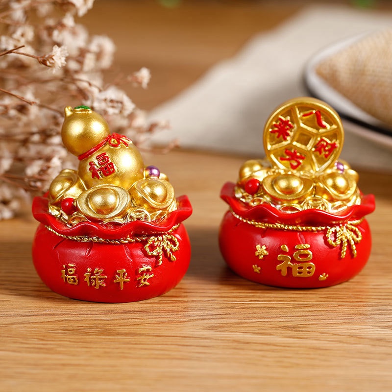 DW PM012 น่ารัก Lucky Bowl รูปปั้นจอแสดงผล Ju Bao ปากกาพรีเมี่ยมเรซิ่นกระเป๋าเงินแสดงตกแต่งปีใหม่