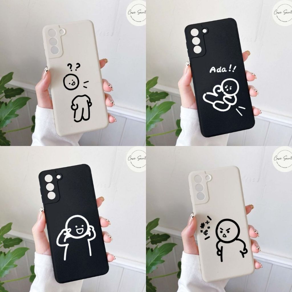 Softcase Aesthetic อินเทรนด์น่ารักคู่ Stickman สําหรับ Samsung A02 M02 A03 A04e A04s A13 A05 A05s A1