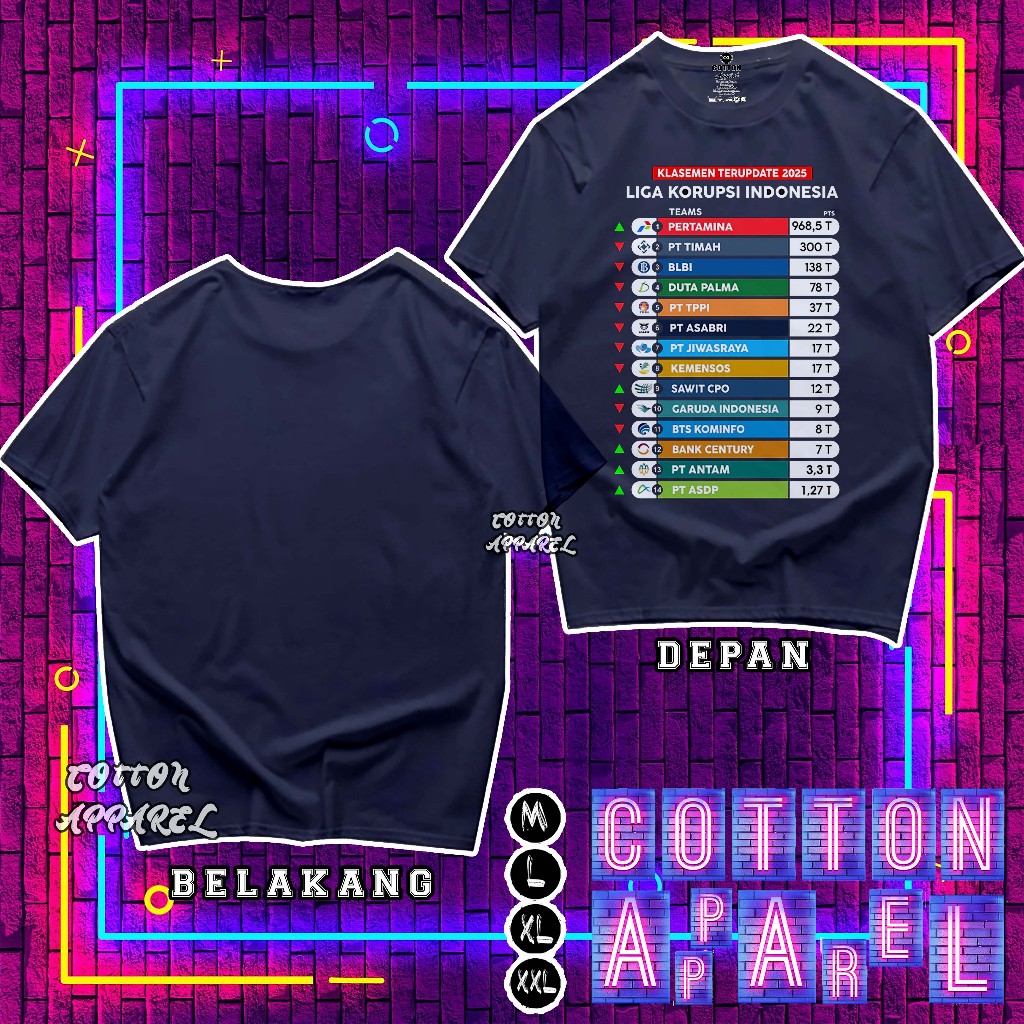 V4 อินโดนีเซีย Corruption League เสื้อยืดผ้าฝ้าย Combed 24s เสื้อยืดพรีเมี่ยม
