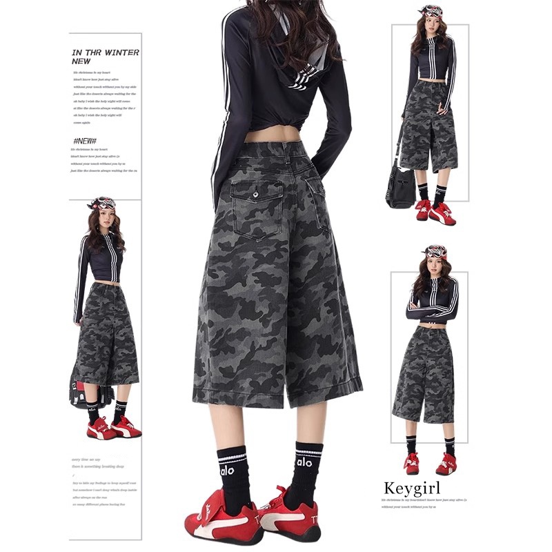 Keygirl Baggy Jorts Jeans กางเกงยีนส์ขาสั้น/Jorts Jeans 7/8 ยาวใหม่ล่าสุด huijau