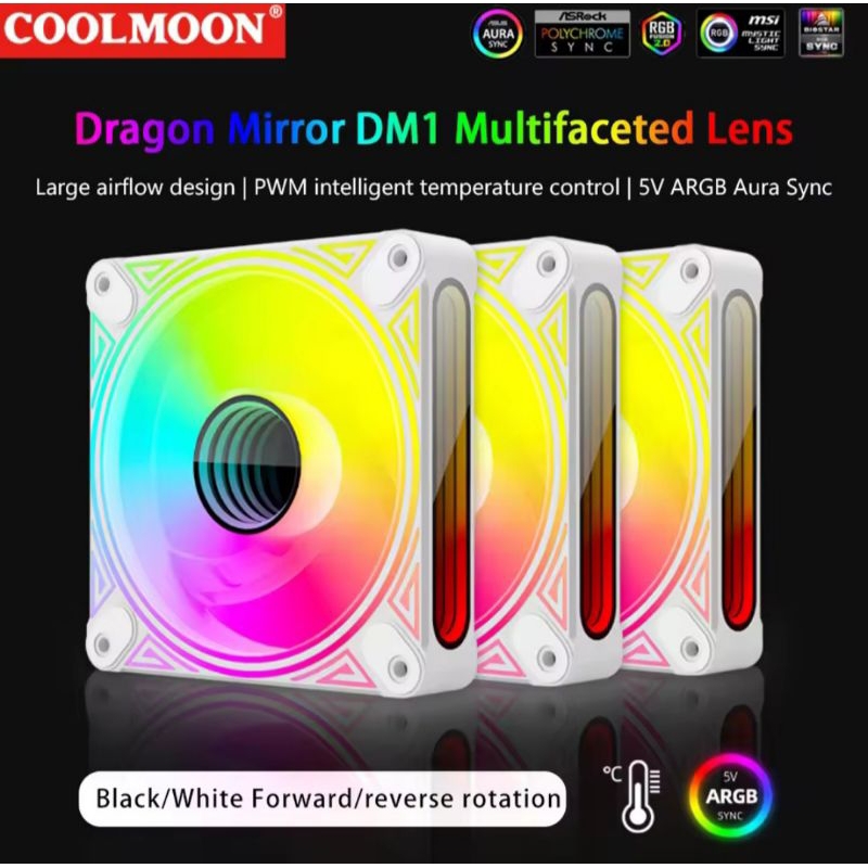 พัดลม 12 ซม. Coolmoon DM1 Dragon Mirror Argb Pwm Casing PC Computer