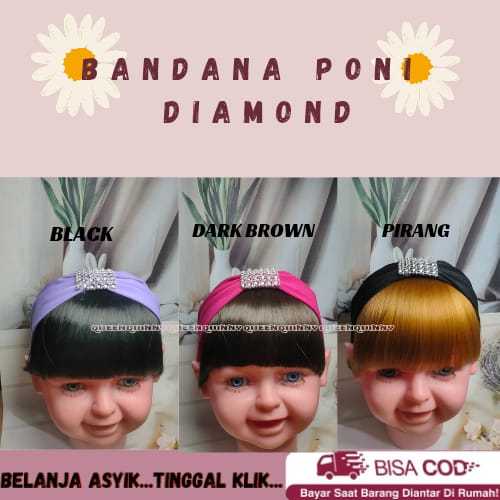 QUEENS BANDANA WIG BANGS สไตล์เกาหลี / DIAMOND BANDANA / CHILDRENS BANDANA PREMIUM HAIR BANGS BUN / 