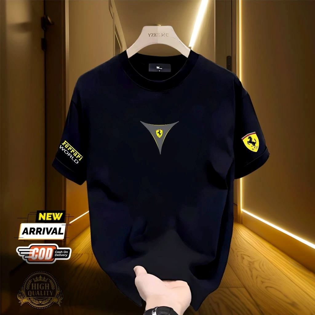 เสื้อยืดผู้ชาย Ferrari Motif นําเข้าเท่ๆ