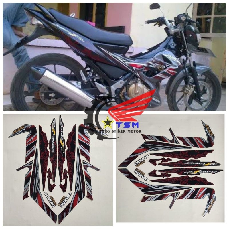 2012 Suzuki Satria Fu Barong Motorcycle Body Lis Les Striping Sticker Black Ash Standard