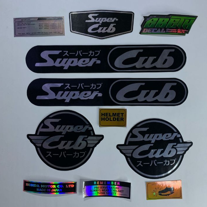 EBETHDECAL Super Cub / Honda C70 Striping (ed032) สีดําเงิน