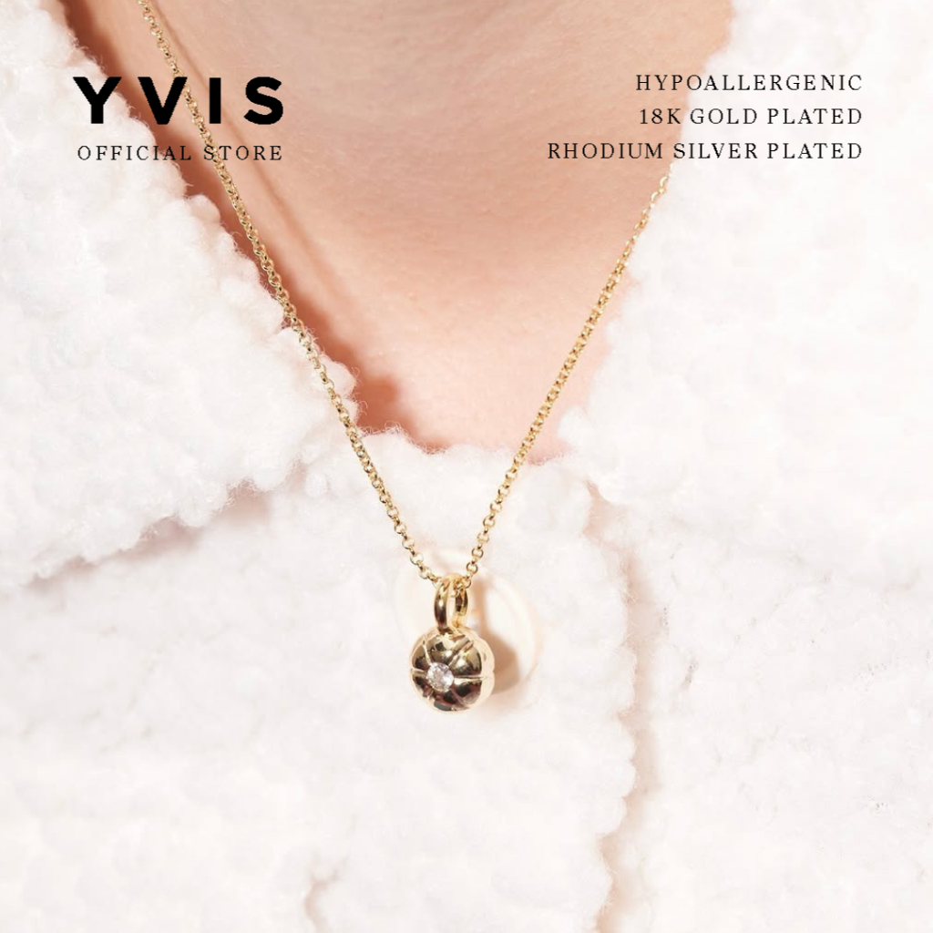 YVIS สร้อยคอ Emi | 18K Gold Plated Hypoallergenic - Aesthetic Womens Necklace - Rhodium Plated