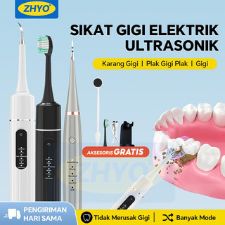 ZHYO 2 in 1 Pengukur ultrasonik Scaler Listrik Portabel Sikat Gigi Elektrik Menghilangkan karang gigi / tartar / gigi kuning Alat Pembersih Mulut di Rumah Garansi Satu Tahun
