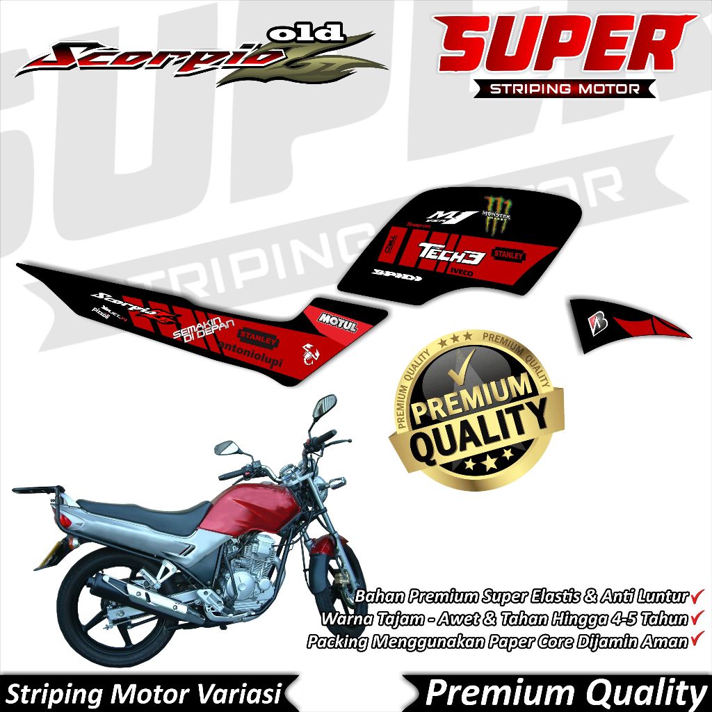 ราศีพิจิก Z สติ๊กเกอร์เก่า Anti-Fade Cool Scorpio Z Old Striping Yamaha Scorpio Z Old Tech 3 Stripin