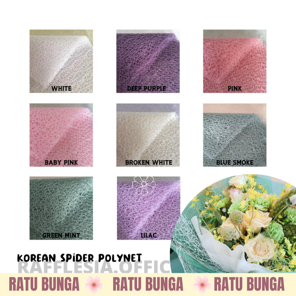 [1 แผ่น] KOREAN NET FLOWER PAPER SHEET FLOWER WRAP/ PAPER BOUQUET FLOWER WRAPPING HAND BOUQUET