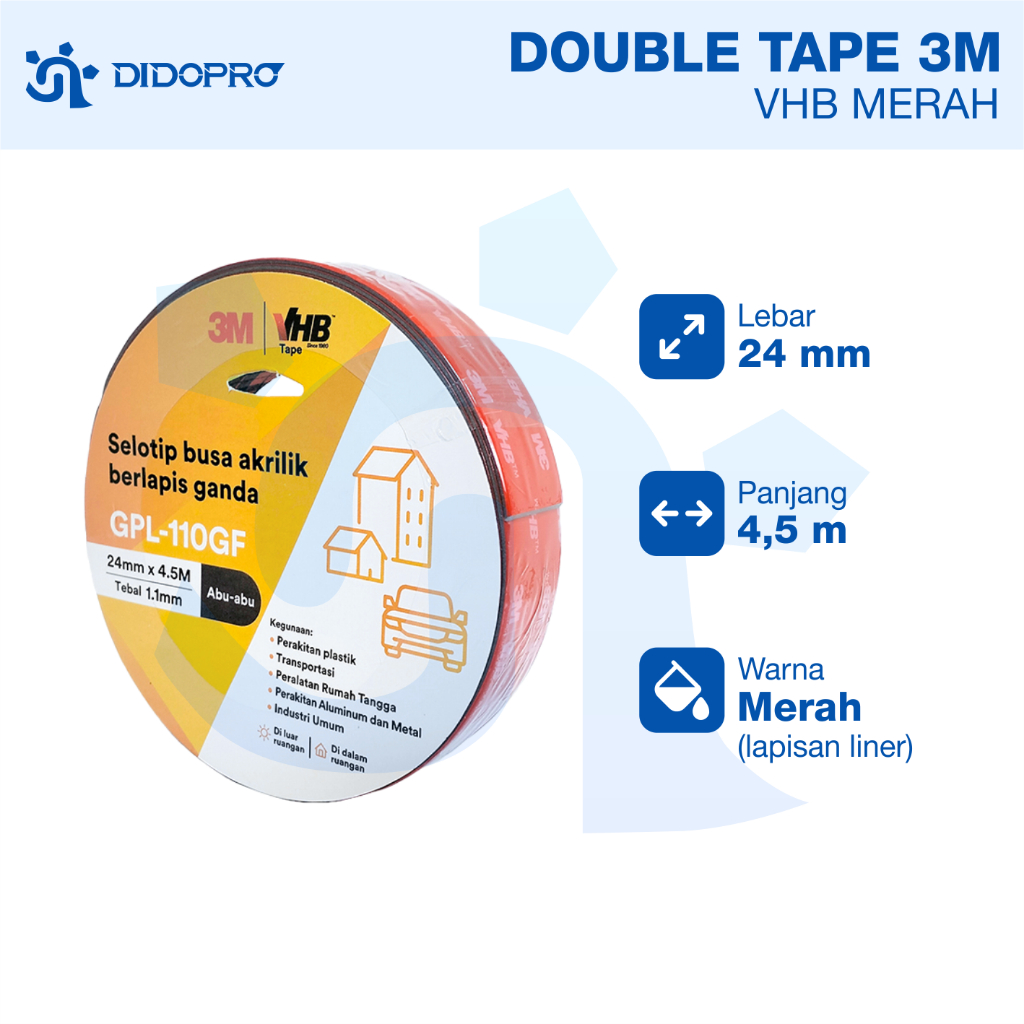 3M VHB TAPE 24MM X 4.5M ORIGINAL 3M VHB DOUBLE TAPE ORIGINAL
