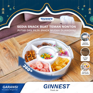 Youware - Ginnest Toples Bulat Makanan Putar 360 Derajat Kedap Udara dilengkapi Gagang Handle Nyaman