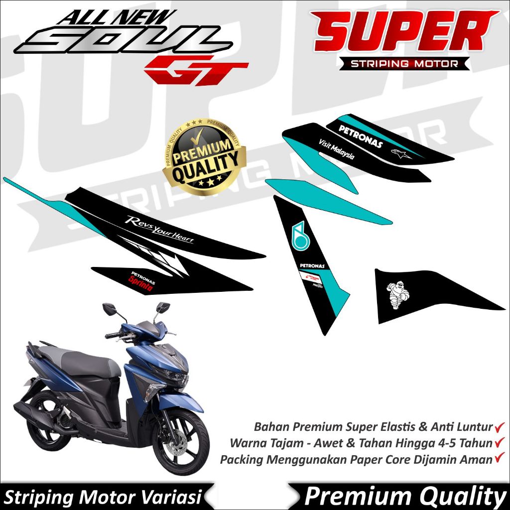 Soul GT 125 สติ๊กเกอร์ Anti-Fade Cool Soul GT 125 Striping Yamaha Soul GT 125 Petronas