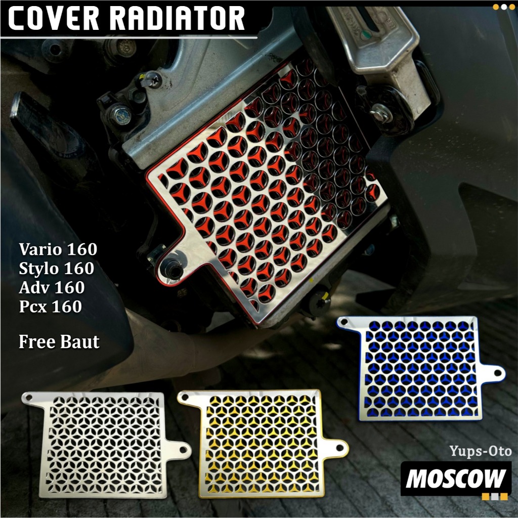 BOLT RADIATOR COVER MOSCOW ORIGINAL สําหรับ Honda PCX 160, ADV 160, VARIO 160, STYLO 160 อุปกรณ์เสริมหม้อน้ํา พร้อมแปรง