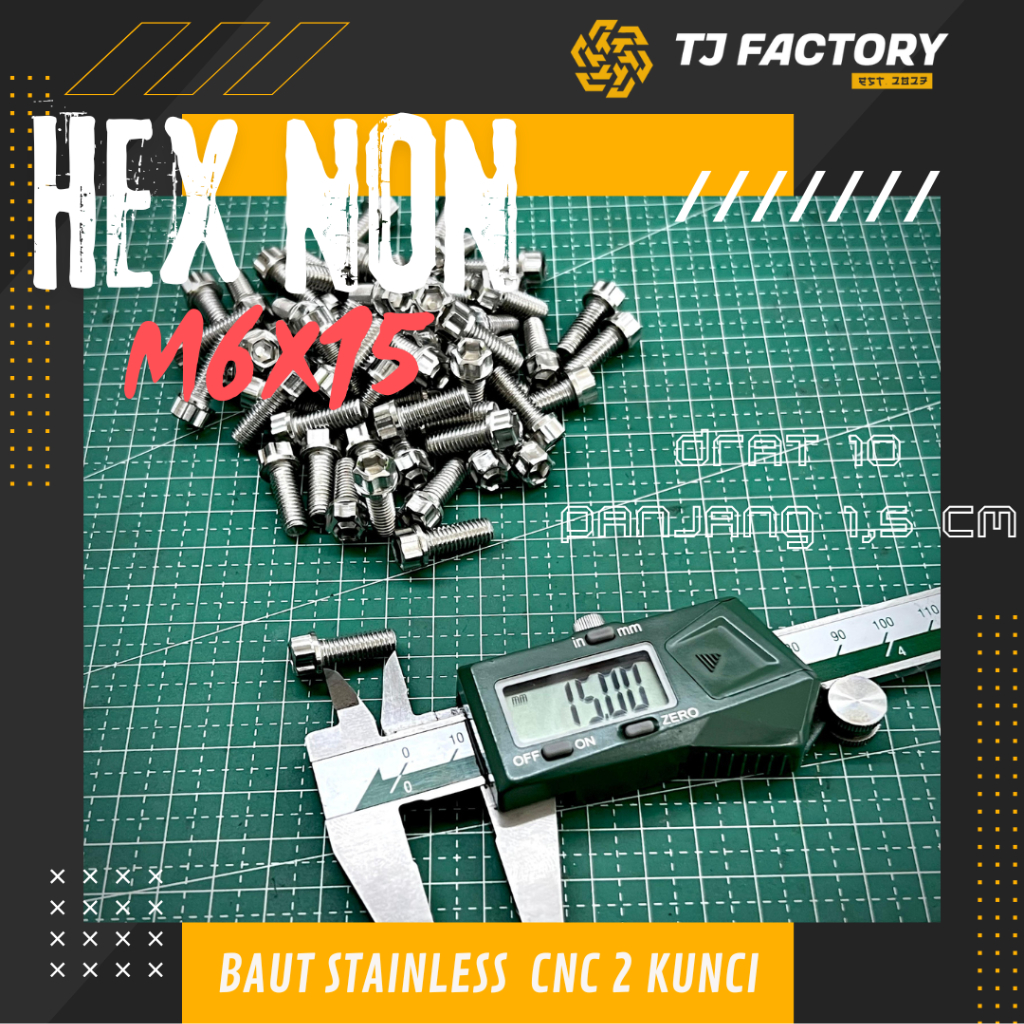 10 M6 THREAD BOLT 1.5 CM LENGTH STAINLESS CNC 2 KEYS HN M6x15 M6 x 15 by Tj Factory (ราคาต่อชิ้น)