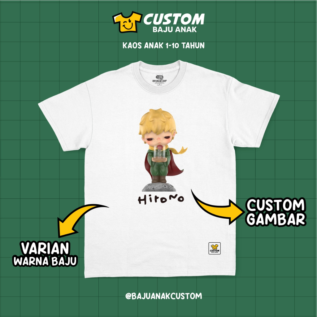 Katun Custom CHILDRENS ผ้า Hirono Motif หน้าจอการพิมพ์ตัวอักษร Distro เสื้อยืดหลายสี Variants Combed