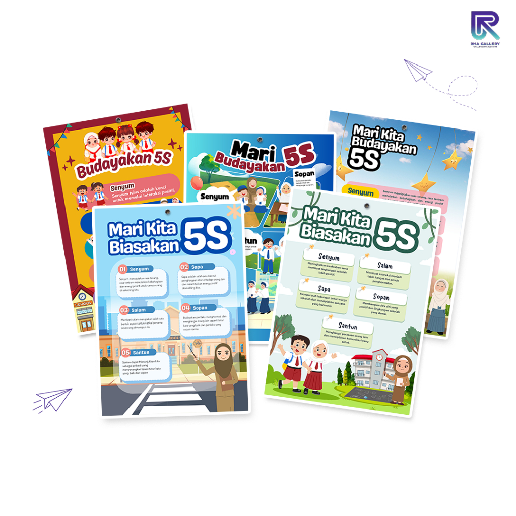 RHA GALLERY การศึกษาโปสเตอร์วัฒนธรรม 6S ทําความสะอาดจอแสดงผลโรงเรียนการศึกษาห้องเรียนตกแต่ง