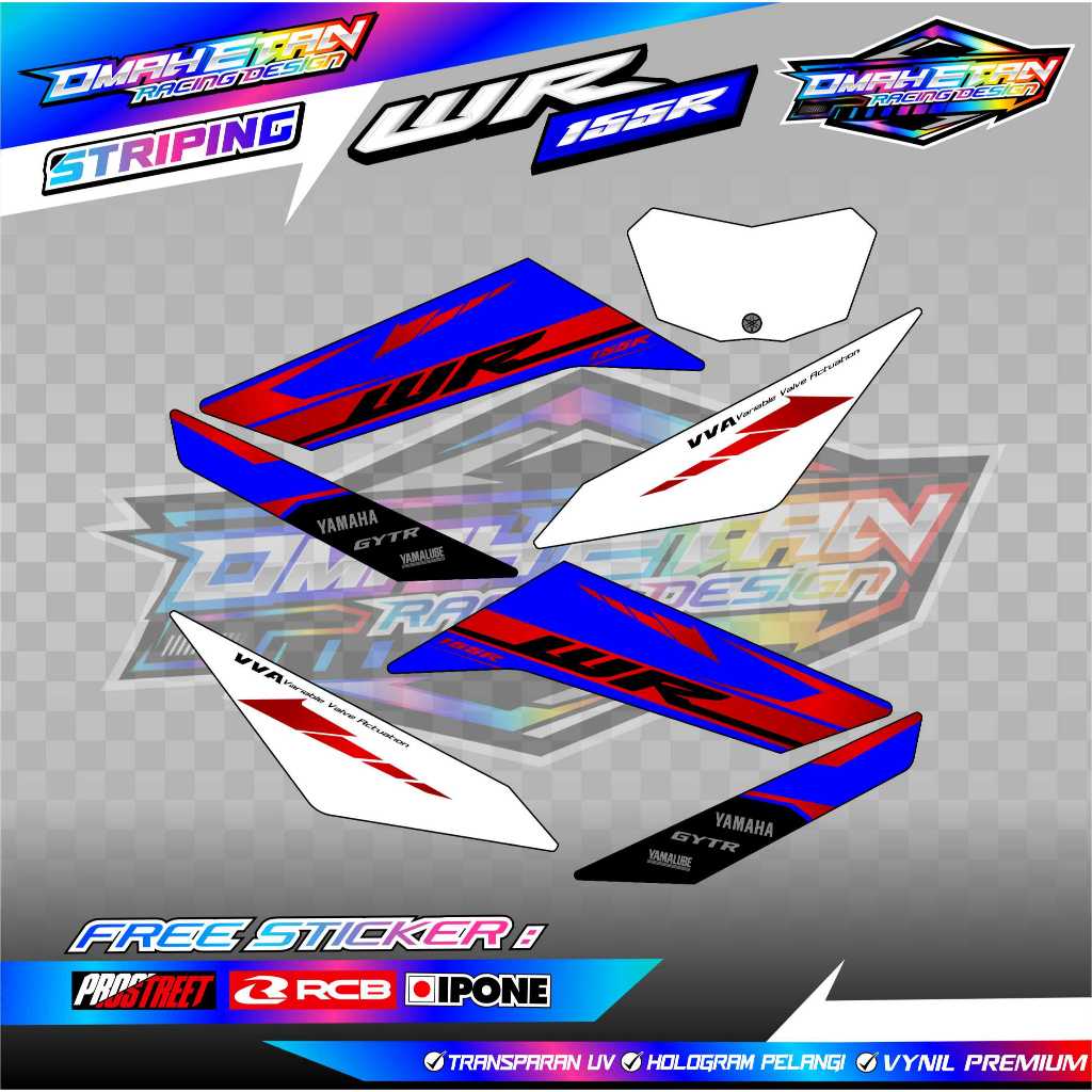 YAMAHA WR 155 R VARIATION STRIPING / WR 155 R MOTORCYCLE VARIATION STICKER LIST