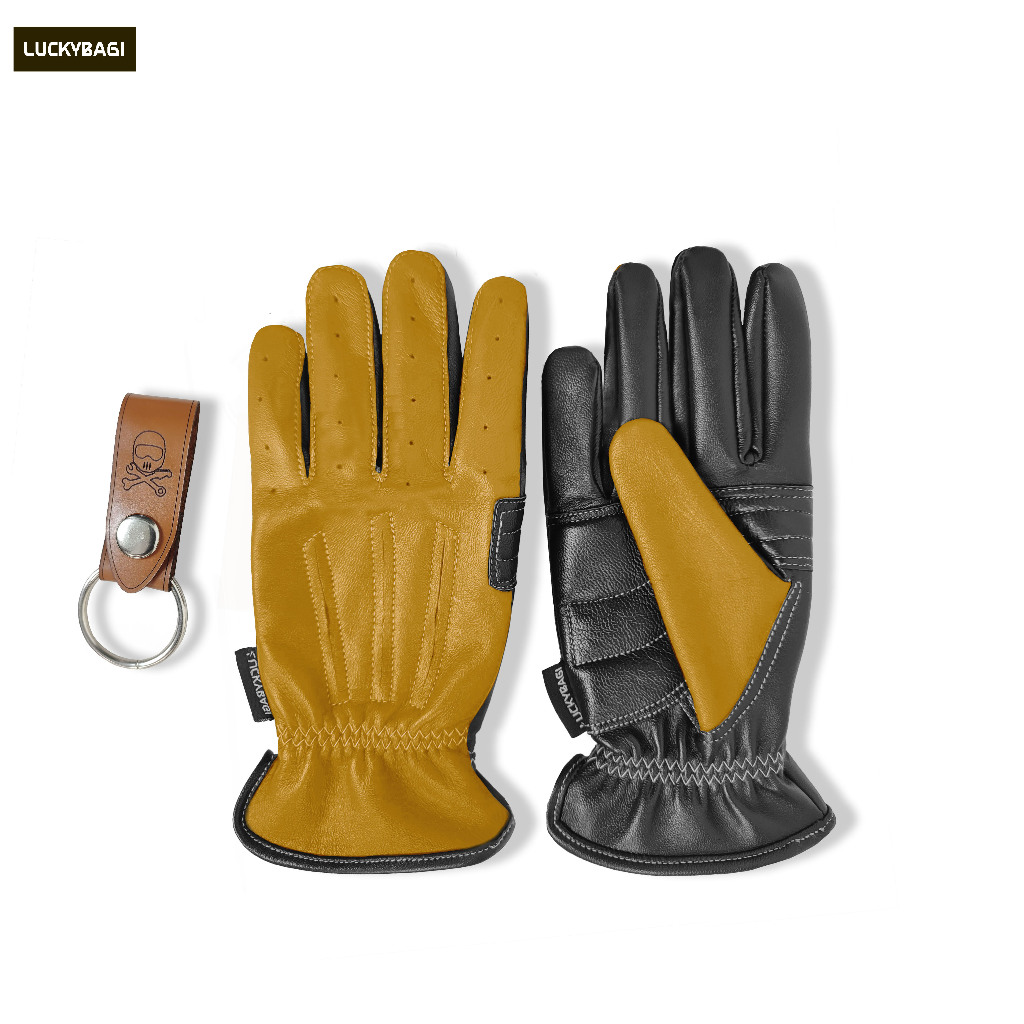 Luckybagi Northon Biker Gloves ถุงมือหนังแท้