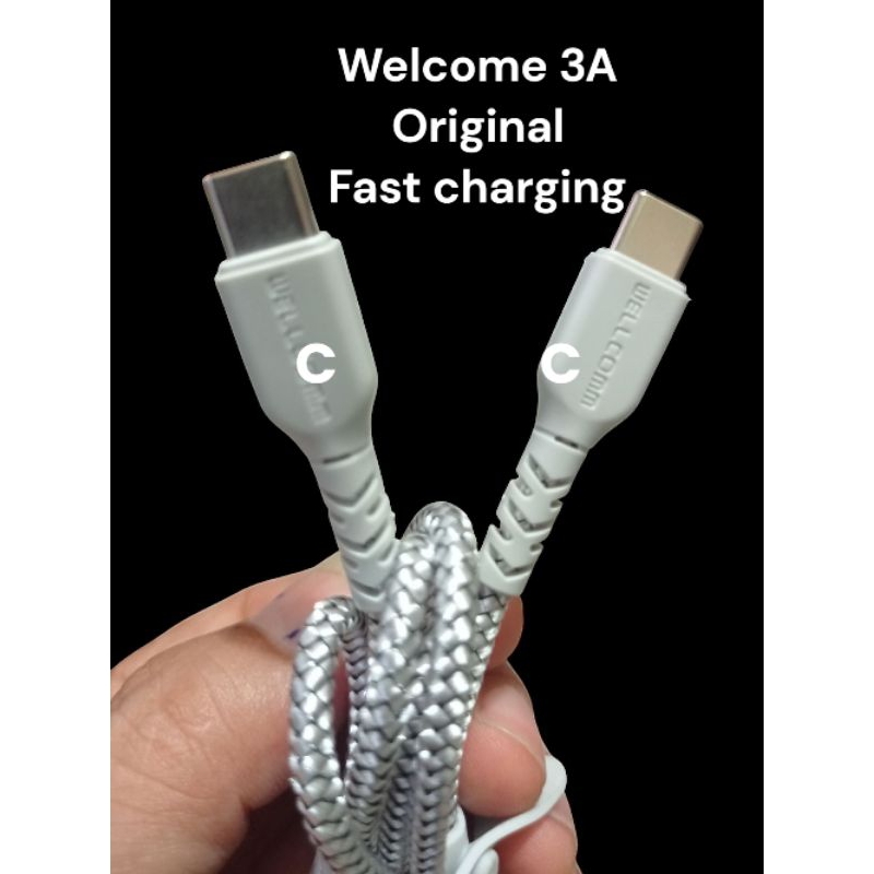 สายชาร์จข้อมูลแบบเร็ว C to C/ type C to C ยินดีวัสดุไนลอนชาร์จเร็ว