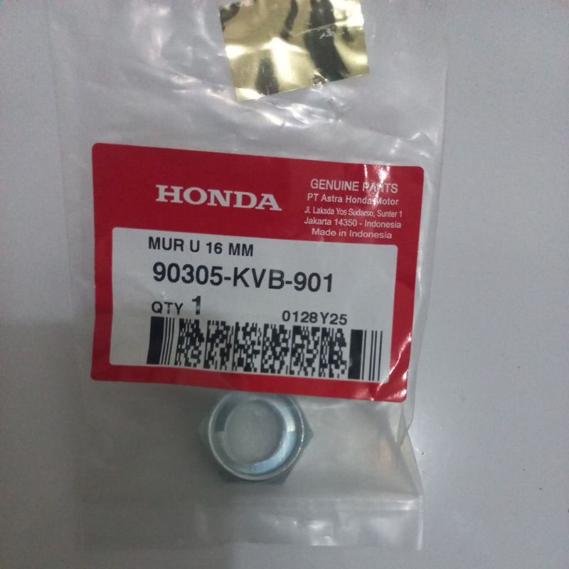 90305KVB901 – 16MM U NUT, REAR WHEEL NUT, SWING ARM NUT ADV, BEAT, GENIO, PCX, SCOOPY, VARIO FI ORIG