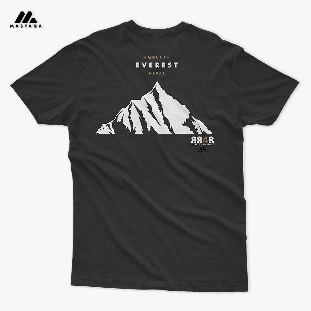 Mastaqa Mount Everest เนปาล Gunung Adventure Short Sleeve Cotton - HA 49 | เสื้อยืดผู้ชาย