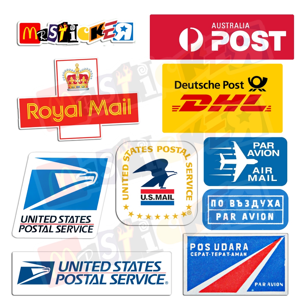 สติ๊กเกอร์วินเทจ โพสต์ air mail par avion สติ๊กเกอร์โลโก้โพสต์สากล usps royal mail dhl