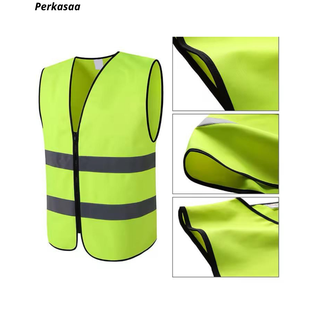 ใหม่!!! POLYESTER VEST / SAFETY VEST / PROJECT VEST WITH ZIPPER AND REFLECTIVE SAFETY LINE / VEST