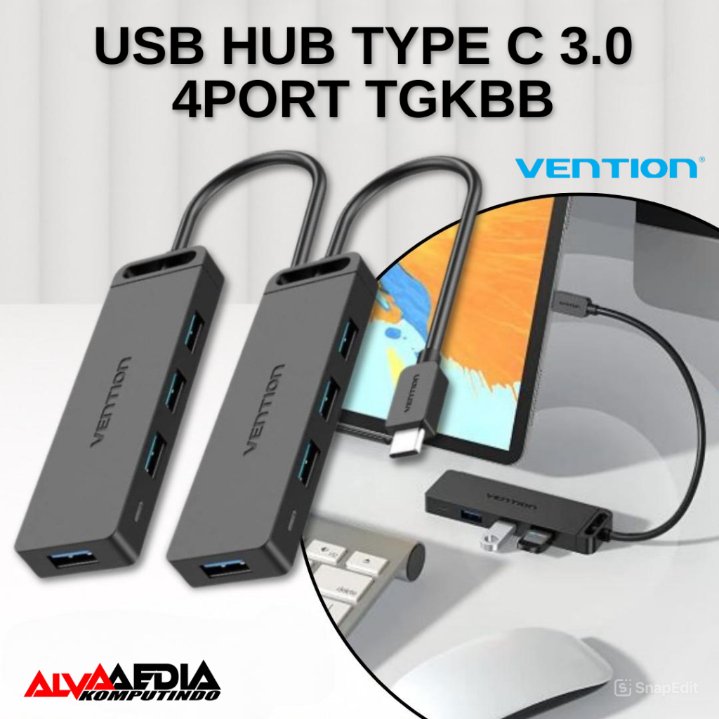 Vention USB HUB TYPE C 3.0 4PORT TCKBB | Vention ฮับ USB-C 5-in-1