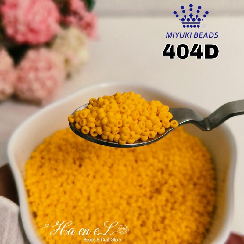 เลื่อมเม็ดทราย Miyuki (RR) ขนาด 12/O(sp) & 11/O รหัส 404D (10gr) สีเหลืองเข้ม